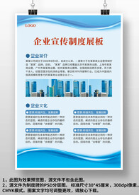 蓝色企业宣传制度展板上墙制度牌