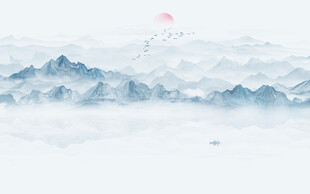 新中式水墨山水背景墙