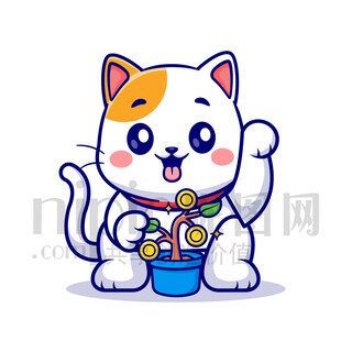 可爱卡通招财猫摇钱树