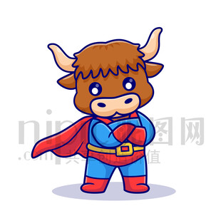 可爱卡通超人老黄牛公牛