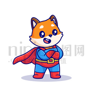 可爱卡通超人狐狸