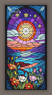 蒂凡尼教堂彩绘玻璃梦幻星空图案
