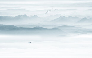 水墨意境山水画背景墙