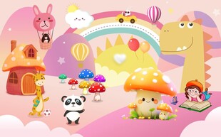 卡通童话动物乐园背景墙图片