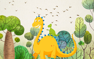 卡通恐龙背景墙