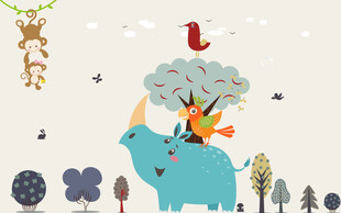 卡通儿童房背景墙