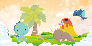 卡通矢量恐龙背景墙