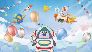 卡通企鹅背景墙