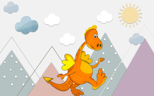 简约卡通儿童房背景墙