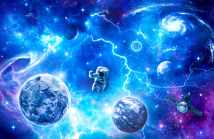 太空星球宇宙闪电银河黑洞背景墙