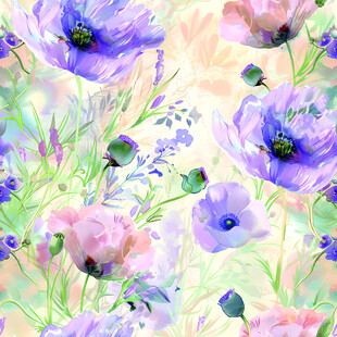 梦幻花卉水彩图案