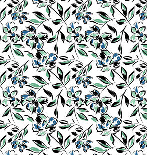 蓝绿花卉图案无缝背景