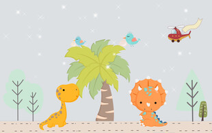 卡通儿童房恐龙背景