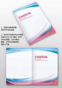 蓝粉色线条公司宣传手册画册封面
