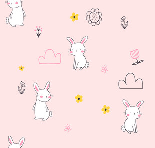 粉色背景可爱兔子图案