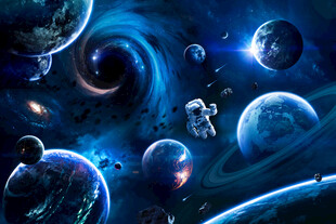 宇宙星球太空黑洞陨石宇航员背景
