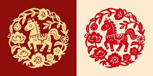 精美马剪纸艺术图案