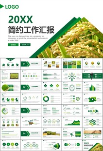 水稻农田农业种植大米PPT模板