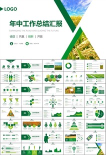 水稻农田农业种植大米PPT模板