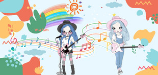卡通女孩音乐背景墙