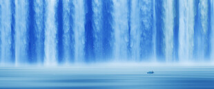 瀑布山水风景画