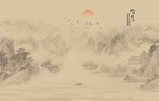 古风背景山水画
