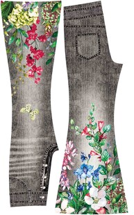 花卉印花牛仔裤