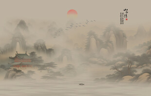 古风背景山水画