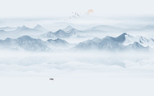 抽象水墨山水画背景墙