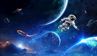 银河星球外太空宇宙卫星背景