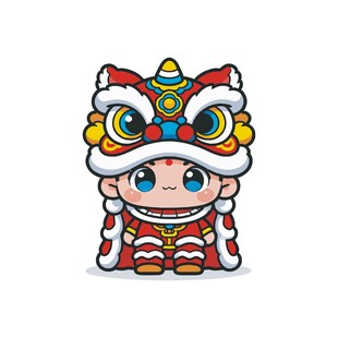 可爱舞狮卡通形象