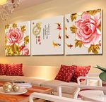 浮雕牡丹花九鱼图家和富贵