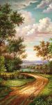 乡中小路油画 高清印刷