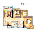 彩色高端手绘平面高清高端户型图