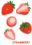 手绘草莓多角度切片