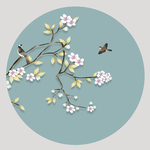 新中式圆形花鸟工笔画图片