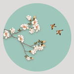 新中式圆形玉兰花鸟工笔画背景图