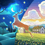 唯美梅花鹿插画