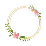 小清新田园花朵金色几何边框