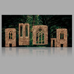 森系欧式建筑废墟背景