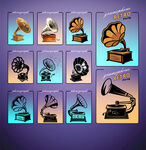 矢量手绘复古唱机