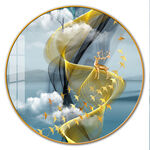 福禄烁金麋鹿山水抽象装饰画