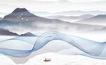飘带新中式山水背景墙