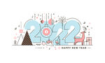 2022圣诞节新年平面线设计