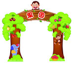 丰收的果园拱门 卡通拱门 动物