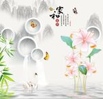 现代圆圈简约清新流行背景墙装饰