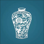 莲花纹花瓶剪纸