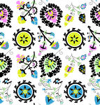 多彩花卉图案无缝背景