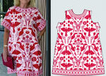 女士红白图案连衣裙设计图
