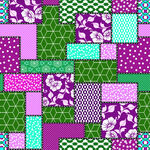 多彩几何花卉拼接图案